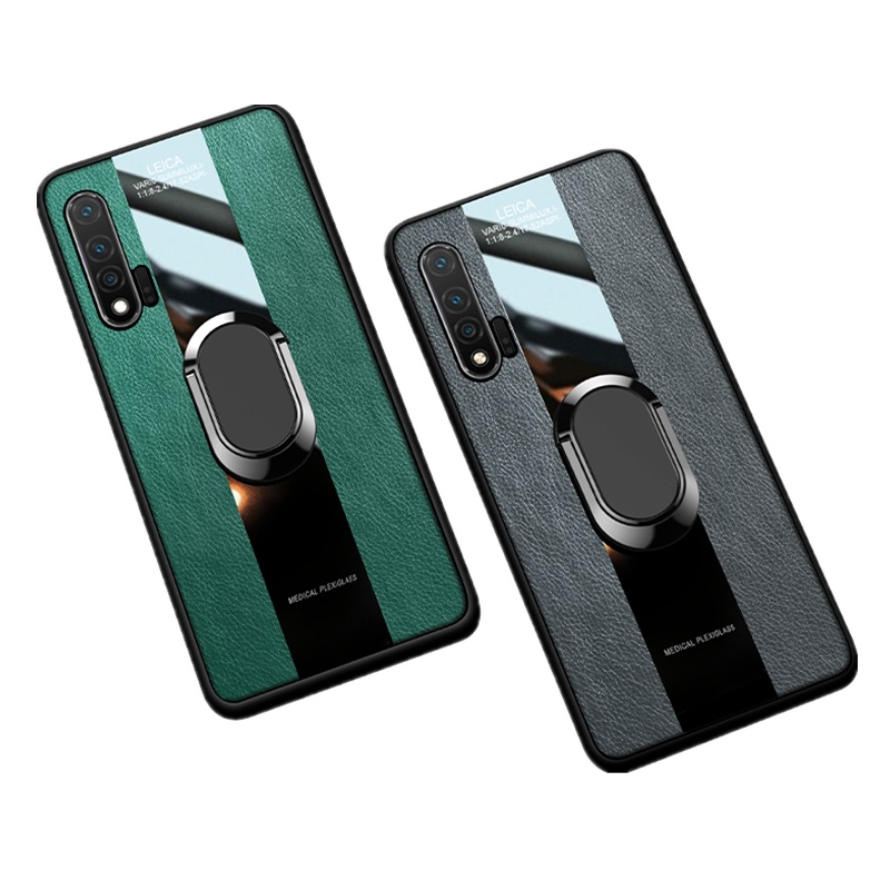 [送钢化膜]高铭宣华为nova6手机壳nova6se保时捷皮套全包防摔 华为nova6se[玄黑]*带磁吸指环+送钢化膜