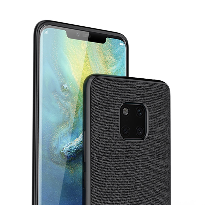 ESCASE 华为mate20pro手机壳保护套商务男创意全包防摔硅胶软壳贴皮外壳 ES-19深邃黑