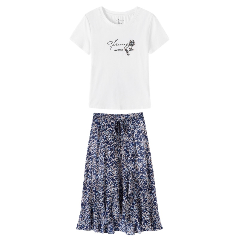 拉夏贝尔T恤半身裙套装女装新款夏季韩版洋气减龄两件套