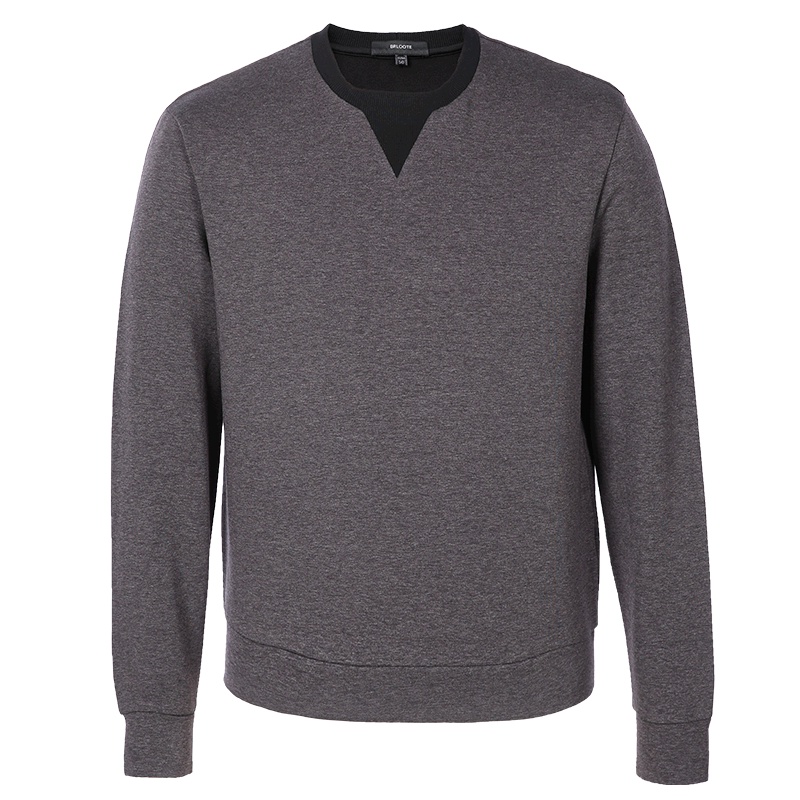 Brloote/巴鲁特 卫衣男秋冬男士时尚休闲拼接圆领上衣外套 灰色