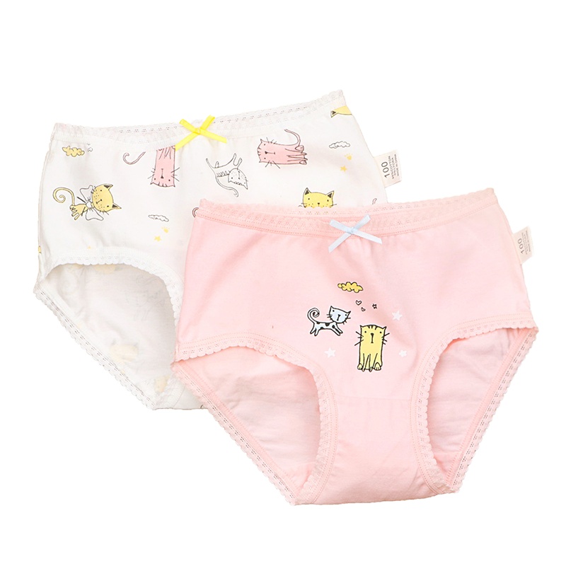 拉里宝贝女童内裤儿童内裤弹力宝宝婴儿花边小猫咪女孩全棉三角裤纯棉小内裤2-3-5-7-9岁
