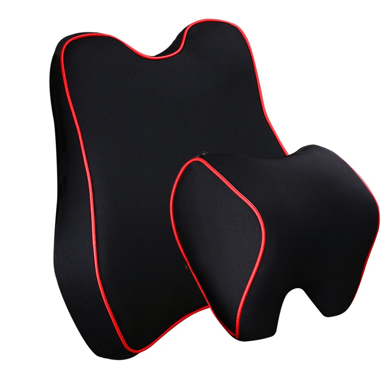康车宝 汽车头枕 腰靠腰垫套装 太空记忆棉行车靠枕 车用办公室座椅靠背 黑色