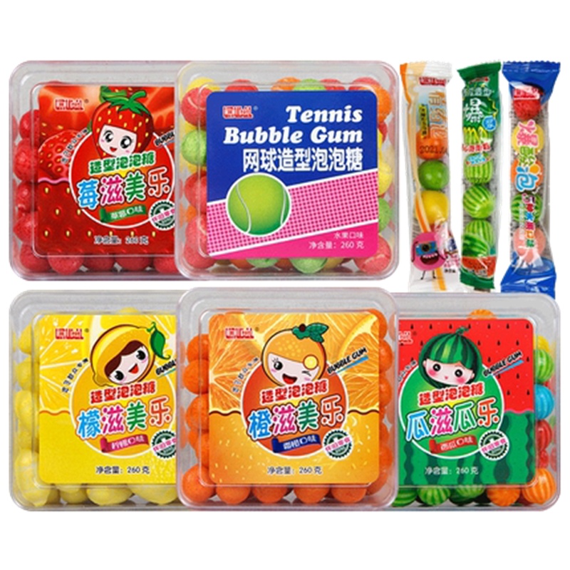非常爆浆水果味口香糖泡泡糖260g盒装休闲儿童8090后怀旧软糖果