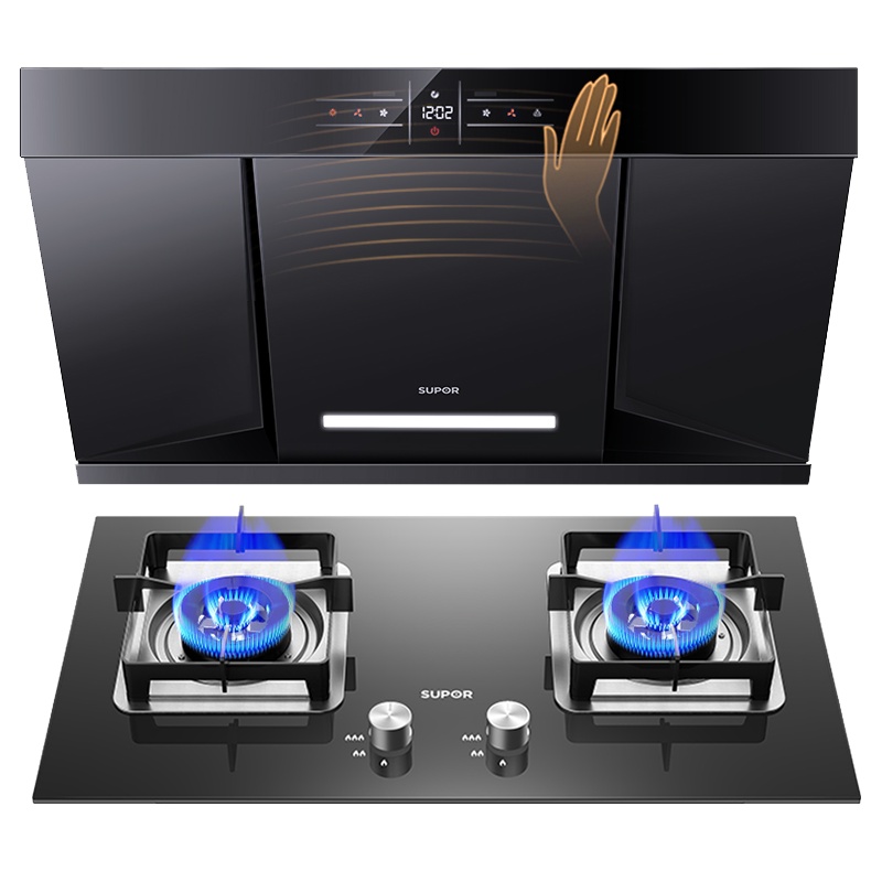 苏泊尔(SUPOR)NJ58+B30抽吸油烟机燃气灶烟灶套餐套装 双翼瞬吸挥手智控自动清洗20立方(天然气)