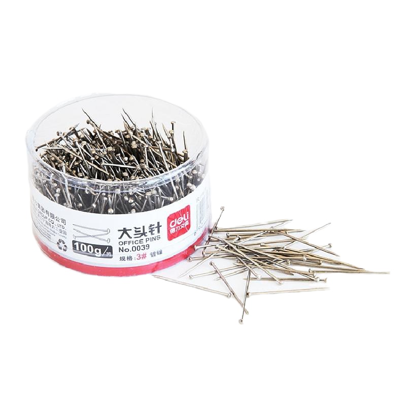 得力0039大头针(100克/筒)创意回型针 迷你曲别针 扣针 办公用品 回形针 办公收纳 办公用品(5个/组)