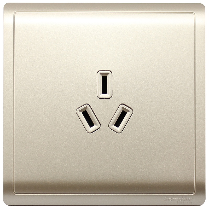 施耐德电气（Schneider Electric）一位三极三孔86型 墙壁开关电源插座面板 10A 丰尚 金色