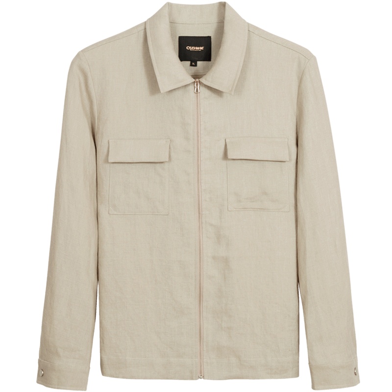 千纸鹤男装2020春季新款翻领夹克衫男士韩版潮流亚麻外套男30525