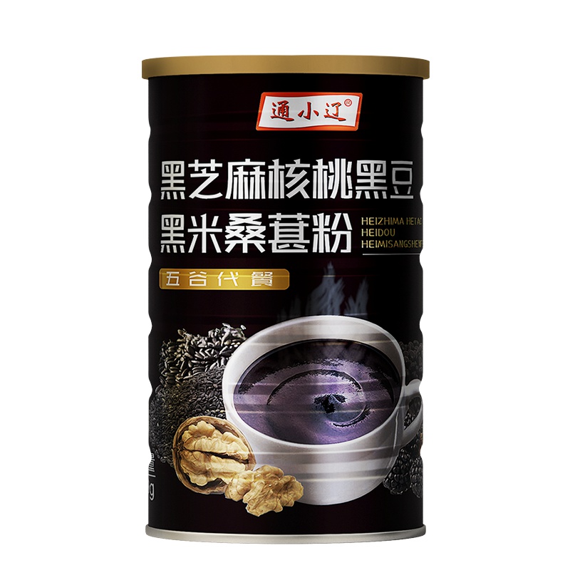 【无糖】通小辽 黑芝麻核桃黑豆黑米桑葚粉600g不含糖款 五谷杂粮 学生中老年早餐代餐粉