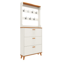 门口家用鞋柜超薄翻斗大容量室内防尘实木色收纳玄关带衣帽架