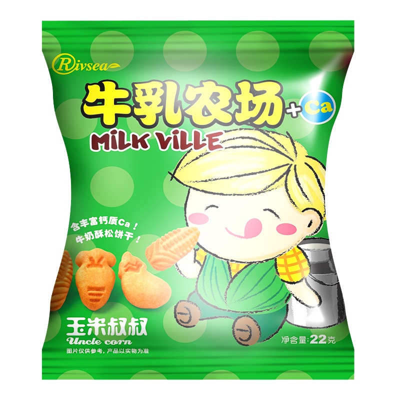 RIVSEA 禾泱泱MilkVille 牛乳农场 玉米叔叔饼干22克 儿童零食