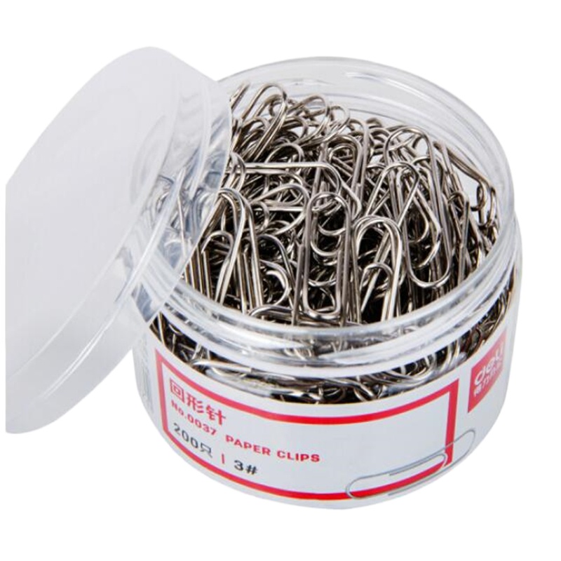 得力(deli)29mm镀镍回形针 3#金属 200枚/筒 0037