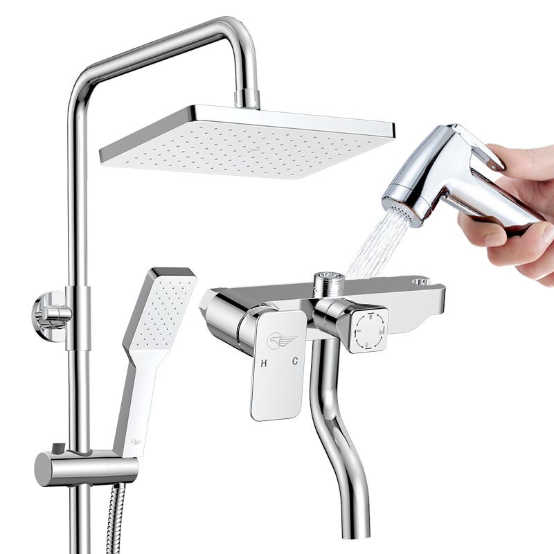 [官方配送]东鹏卫浴(DONG PENG) 挂墙式多出水淋浴花洒套装精铜花洒喷头沐浴妇洗喷枪神器卫浴花洒套装增压自洁花洒