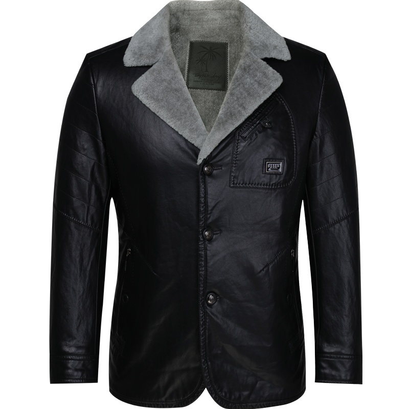 HODO红豆男装冬季男士PU棉夹克商务休闲舒适皮外套男