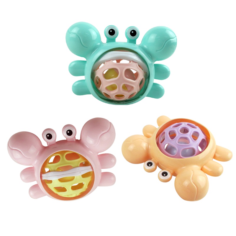 单只装 妮妮雅软胶摇铃螃蟹 婴儿摇铃玩具