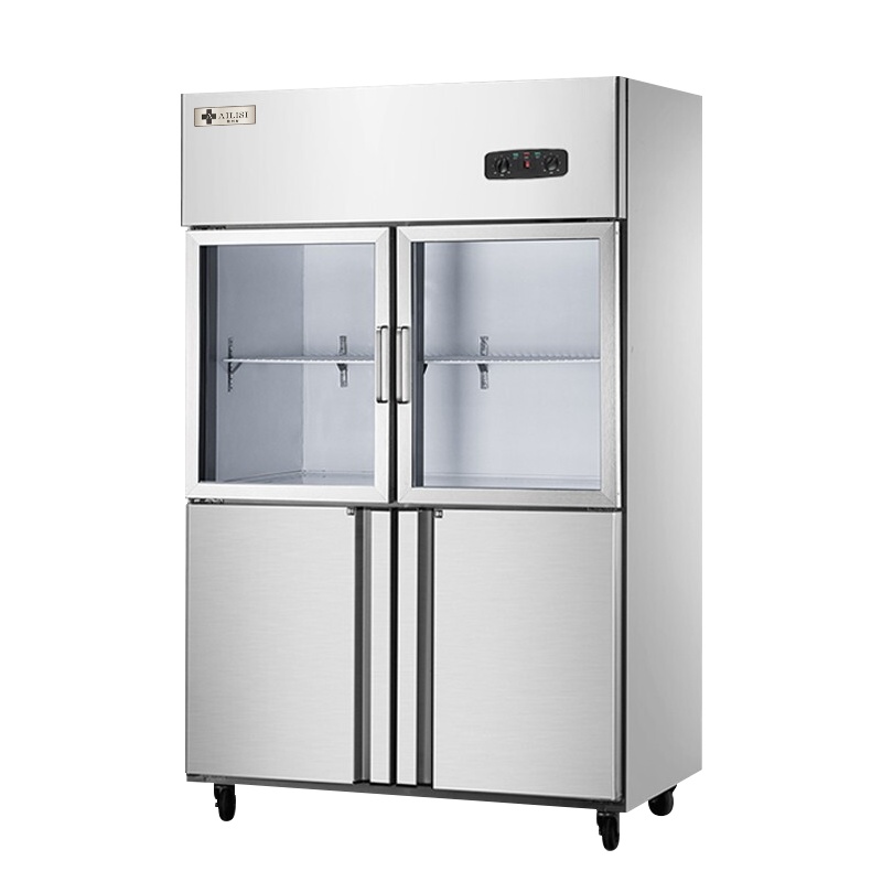 埃利斯(AILISI)898L不锈钢厨房冰箱 商用冷柜 全铜管立式展示柜 四门上玻双温 冷藏柜CFS-40N2B2