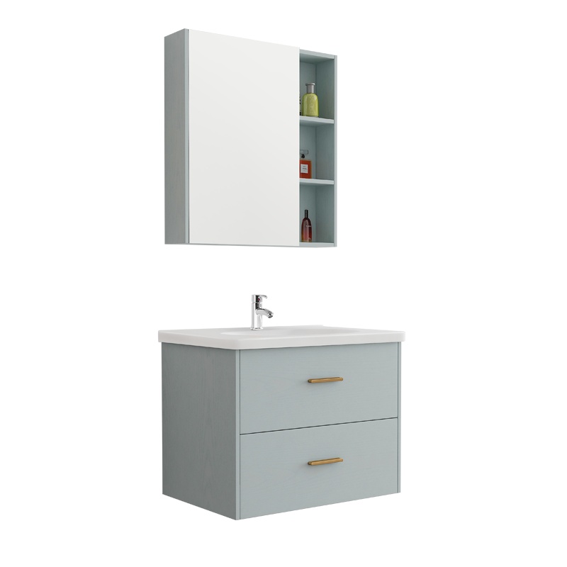 法恩莎卫浴洗脸盆浴室柜组合落地洗漱台一体墨蓝色60/70/80/90/100公分 FDGD3616