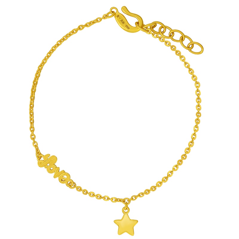 金一 足金999 精品love星黄金手链女士足金手链 礼物 金饰 (计价) ABD010
