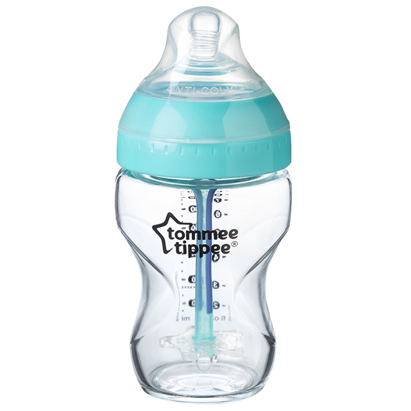 汤美星感温防胀气玻璃奶瓶250ml(配慢流量奶嘴)
