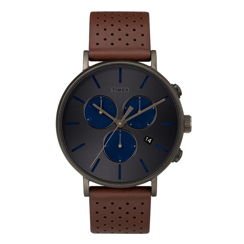 美国TIMEX天美时手表FAIRFIELD系列潮流激光穿孔全盘夜光石英男士手表TW2R80000