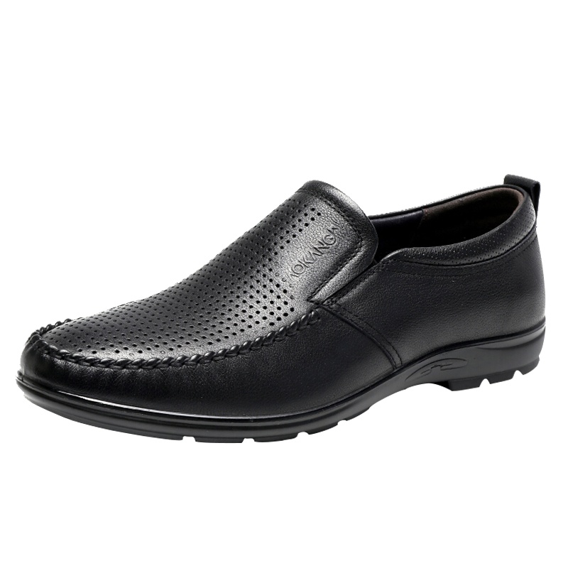 奥康男鞋夏季休闲鞋男透气镂空凉皮鞋男士休闲套脚皮鞋爸爸鞋