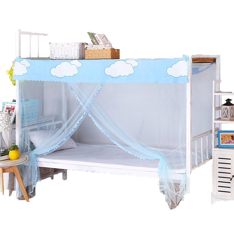 绘窝(HuiWo)家纺 大学生军训宿舍寝室上铺下铺蚊帐0.9米单人床文帐拉链纹帐子帐纱