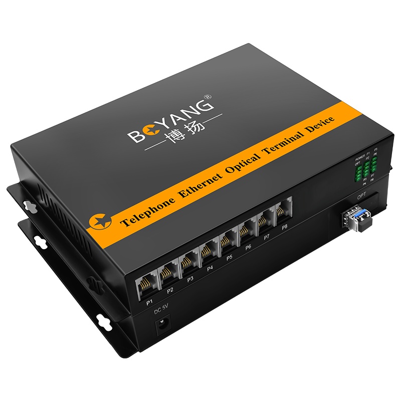 博扬(BOYANG)BY-8PL 数字电话光端机8路电话语音 对讲音频 光纤传输 LC接口25公里 1对