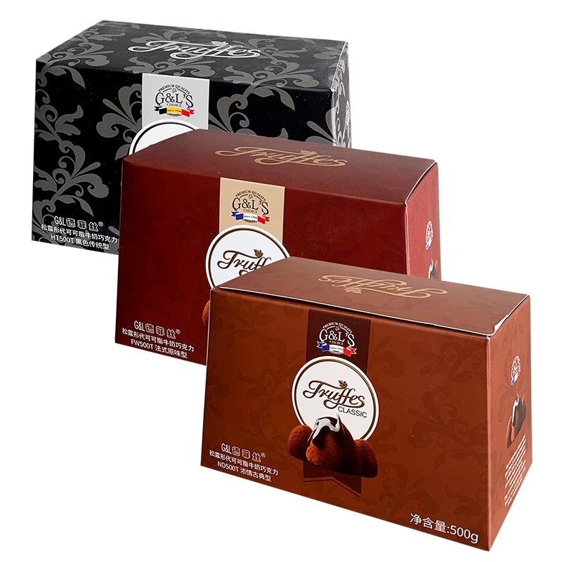 德菲丝进口牛奶巧克力经典味松露形代可可脂黑色传统浓情古典法式原味500g礼盒黑色传统法式原味浓情古典3口味可选默认随机