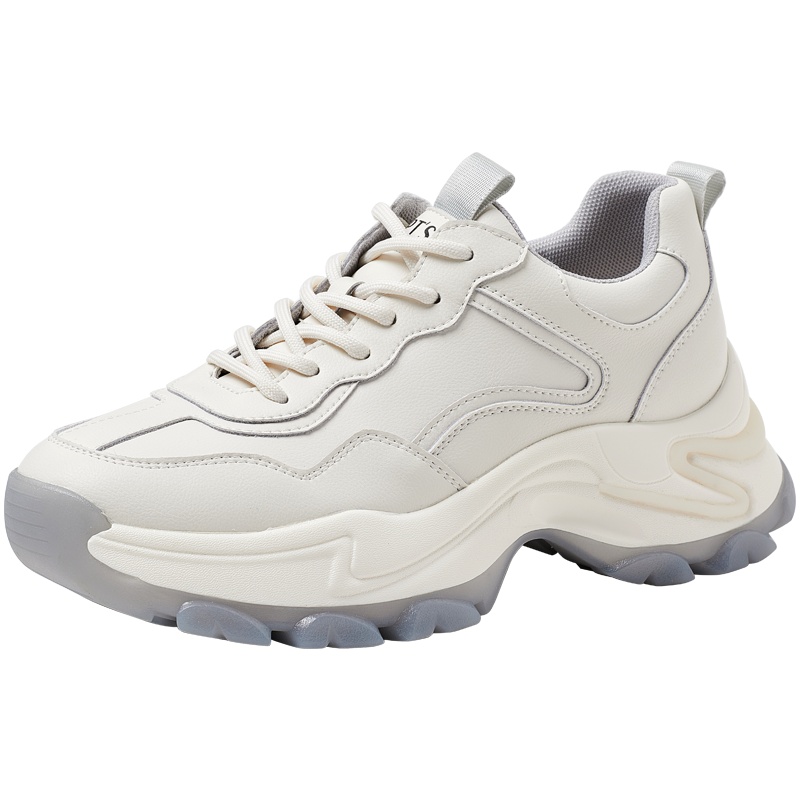 百田森2021秋季新款休闲老爹鞋女厚底增高显瘦趣味字母运动鞋