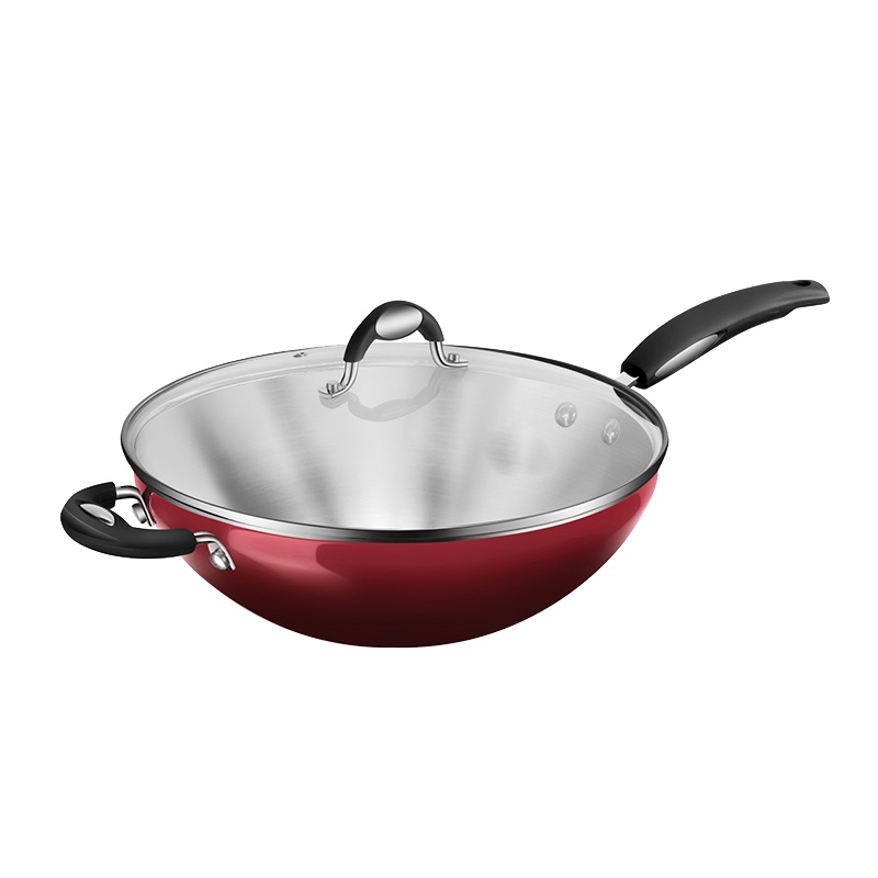 太极聚温珐琅炒锅 CGS3003-3 304不锈钢厨房珐琅带盖炒锅30cm（单位：个）