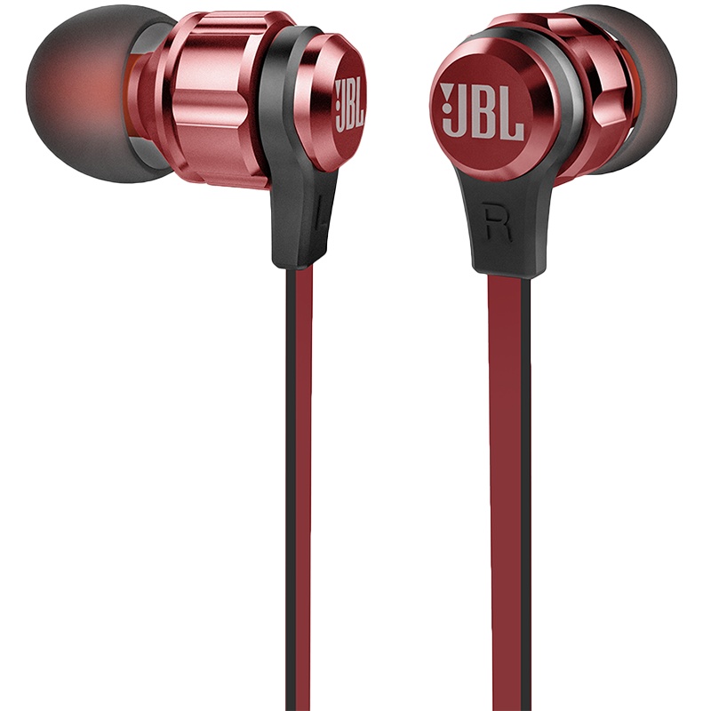 JBL T180A 立体声入耳式耳机 重低音耳麦线控立体声手机通用男女运动耳塞 红色