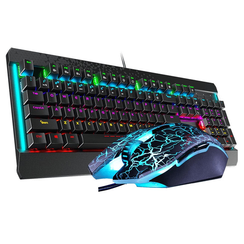 达尔优牧马人2代真机械键盘鼠标套装青轴黑轴电竞游戏有线lol吃鸡网红台式电脑笔记本键鼠家用商务套装两件套背光cf