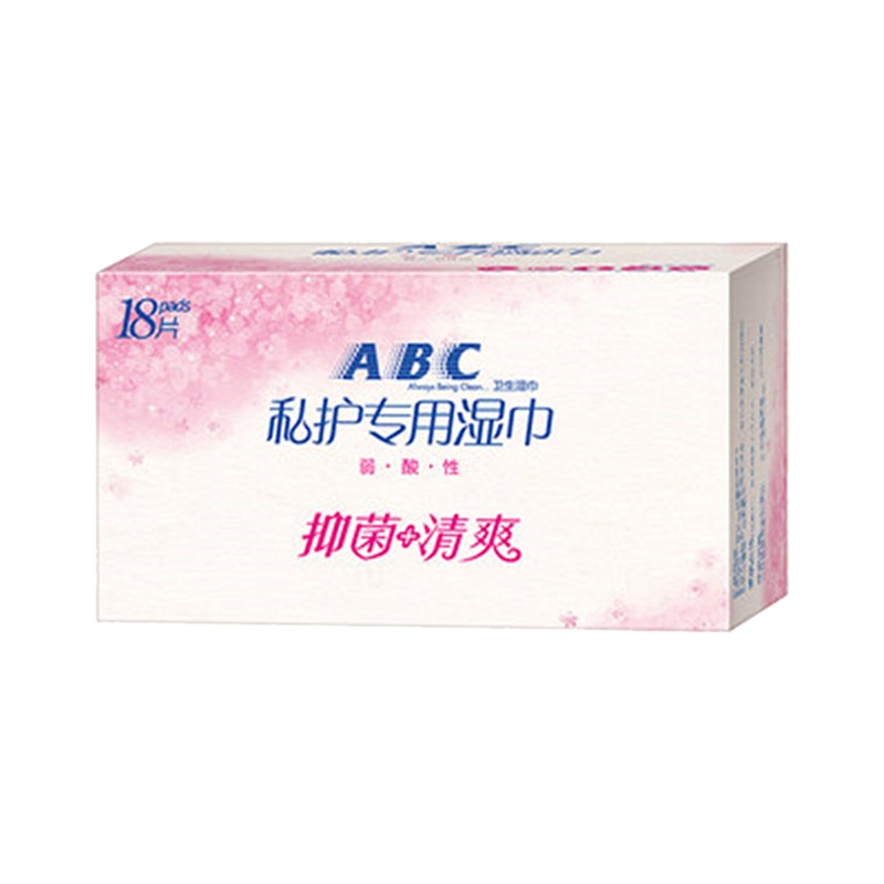 ABC卫生湿巾 私处卫生护理湿纸巾108片弱酸性KMS配方
