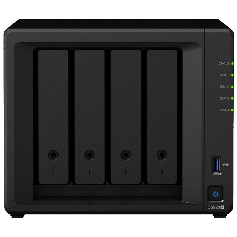 群晖(Synology)DS920+4盘位四核心NAS网络存储服务器磁盘阵列16TB企业级SATA硬盘不规则体