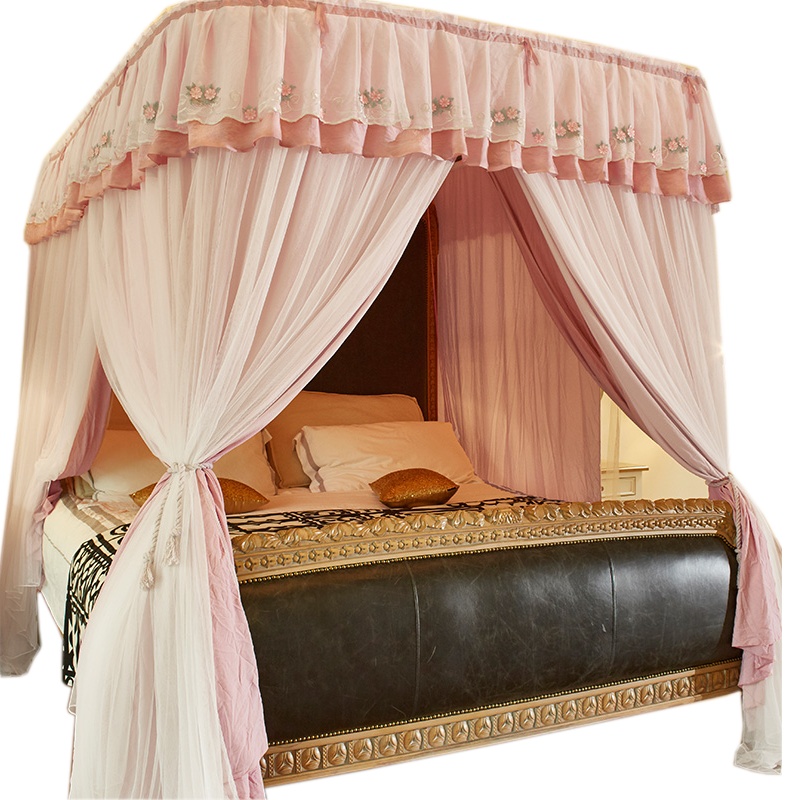 吉岳Giyou床幔蚊帐 组合水洗棉遮光床幔32眼高密帐纱立体花朵刺绣可全套可蚊帐可床幔