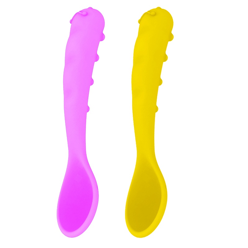 安尼宝Anliboa 婴儿勺子宝宝硅胶毛毛虫软勺新生儿童喂水辅食保温碗餐具送感温变色小勺