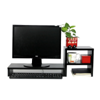 倍方(befon)电脑显示器桌 电脑支架 电脑显示器增高架 黑木纹单层+置物柜 显示器增高架子笔记本电脑显示器支架