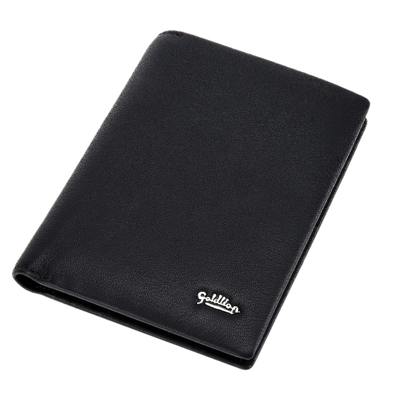 金利来（Goldlion）男士钱包新款商务男钱包休闲多功能钱夹牛皮钱夹 竖款黑色