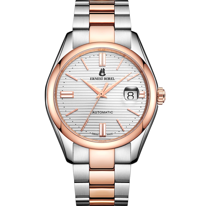 【新品】瑞士依波路ERNEST BOREL豪爽系列白盘日历钢带自动机械男表|节日/生日礼物/情侣送礼精选商务休闲高档瑞士