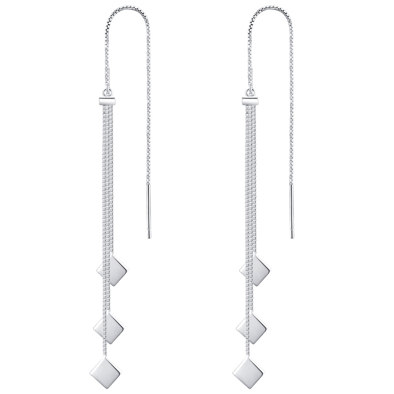 佰色传情925纯银耳线女简约款气质长款耳坠耳饰流苏纯银耳饰