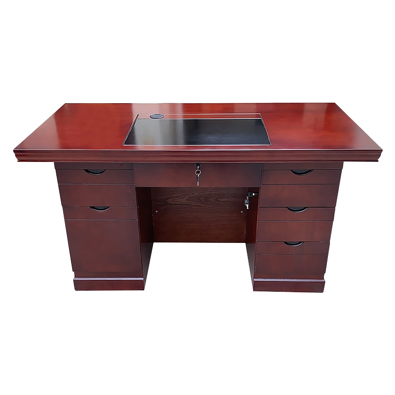 帅畅办公桌政府机关职员电脑桌1.2/1.4/1.6米木皮油漆单人桌写字台教师桌带抽屉带锁[工厂现做 7天内发货]