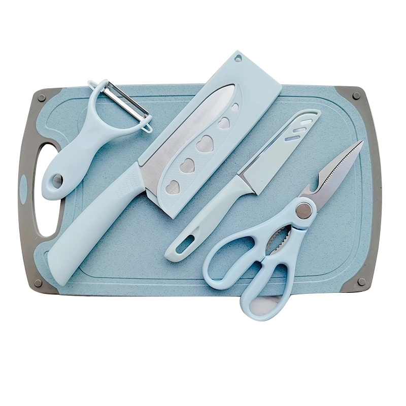 菜刀菜板二合一家用不锈钢刀具全套装厨房锋利切菜刀菜板5件套