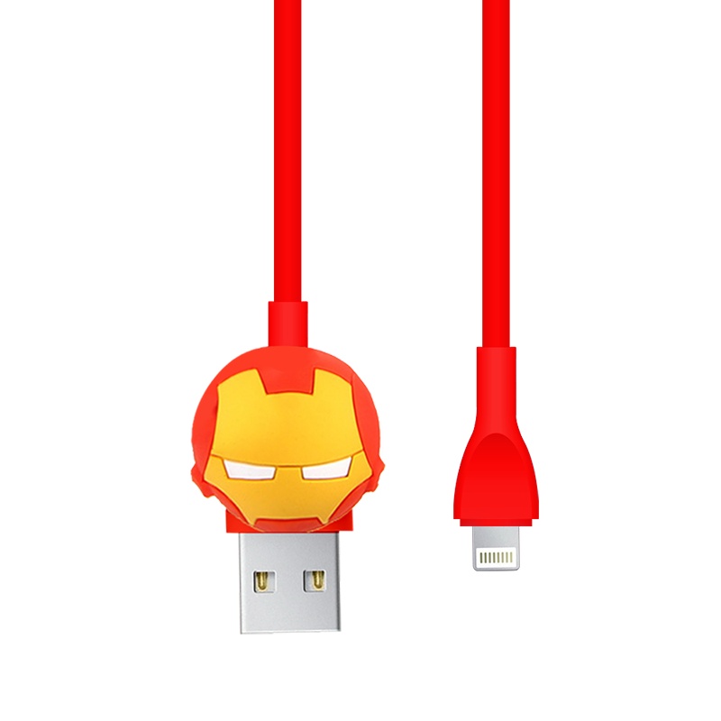 漫威造型USB数据线MV-212钢铁侠iphone手机苹果7数据线6splus单头ipad平板电脑适用xs充电线