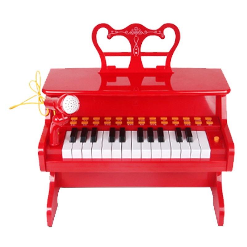宝丽 朗朗之声 儿童古典钢琴 电子琴带麦克风早教宝宝钢琴可充电立体音效音乐玩具早教益智玩具 红色