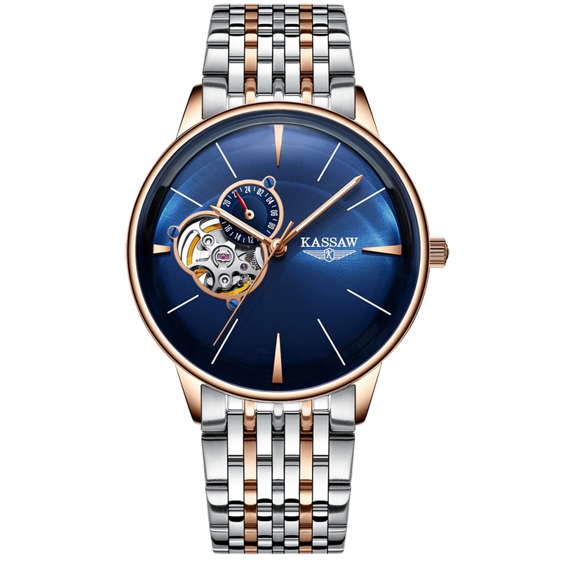 卡梭(KASSAW)手表男士时尚自动机械表镂空曲面商务系列防水男表休闲男手表K873G