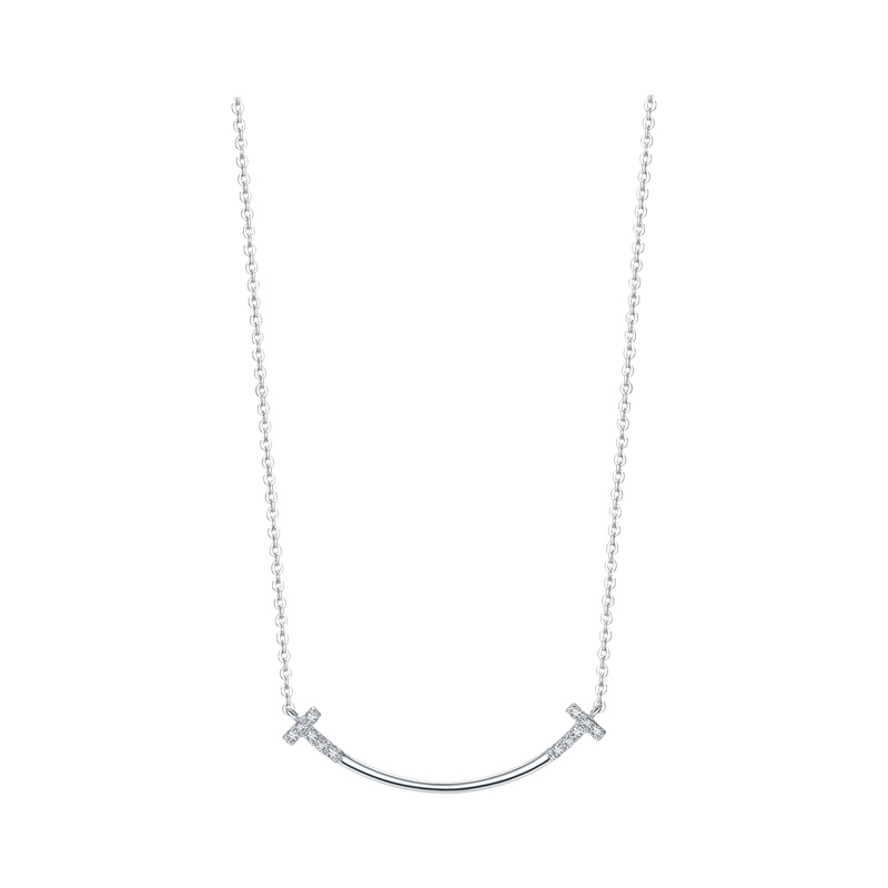 DTOTO S925银笑脸项链女表情锁骨链短款微笑吊坠项链