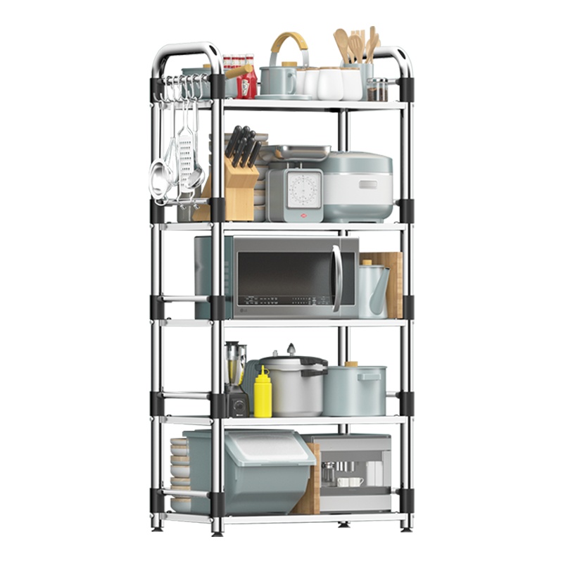 四季沐歌(MICOE)不锈钢厨房调料收纳置物架放锅烤箱架落地多层微波炉架子