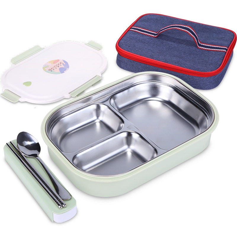 美厨(MAXCOOK) 304不锈钢饭盒便当盒长方形学生加厚带盖韩国食堂简约大号MCFT665