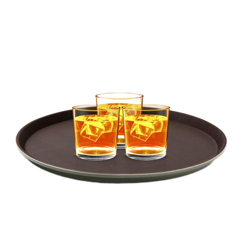 钢化防滑托盘大号托盘酒吧饭店餐盘水果盘长方形托盘圆形茶盘加厚盘子 35cm圆形