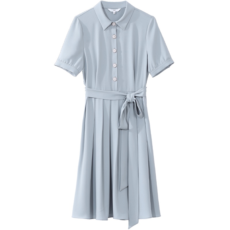 OSA气质收腰显瘦法式衬衫连衣裙女夏季2020年新款中长款衬衣裙子