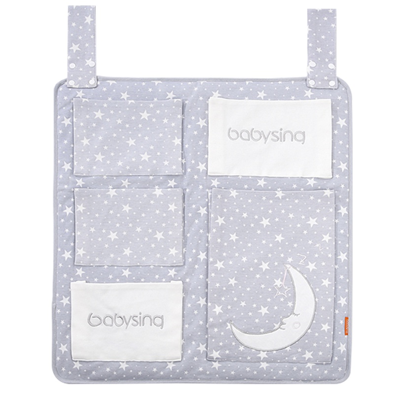 babysing 婴儿床挂袋通用大口径尿布收纳袋可水洗床头置物储存袋(梦里月光)